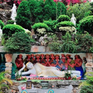 Buddha statue in Chinese temple in Hong Kong